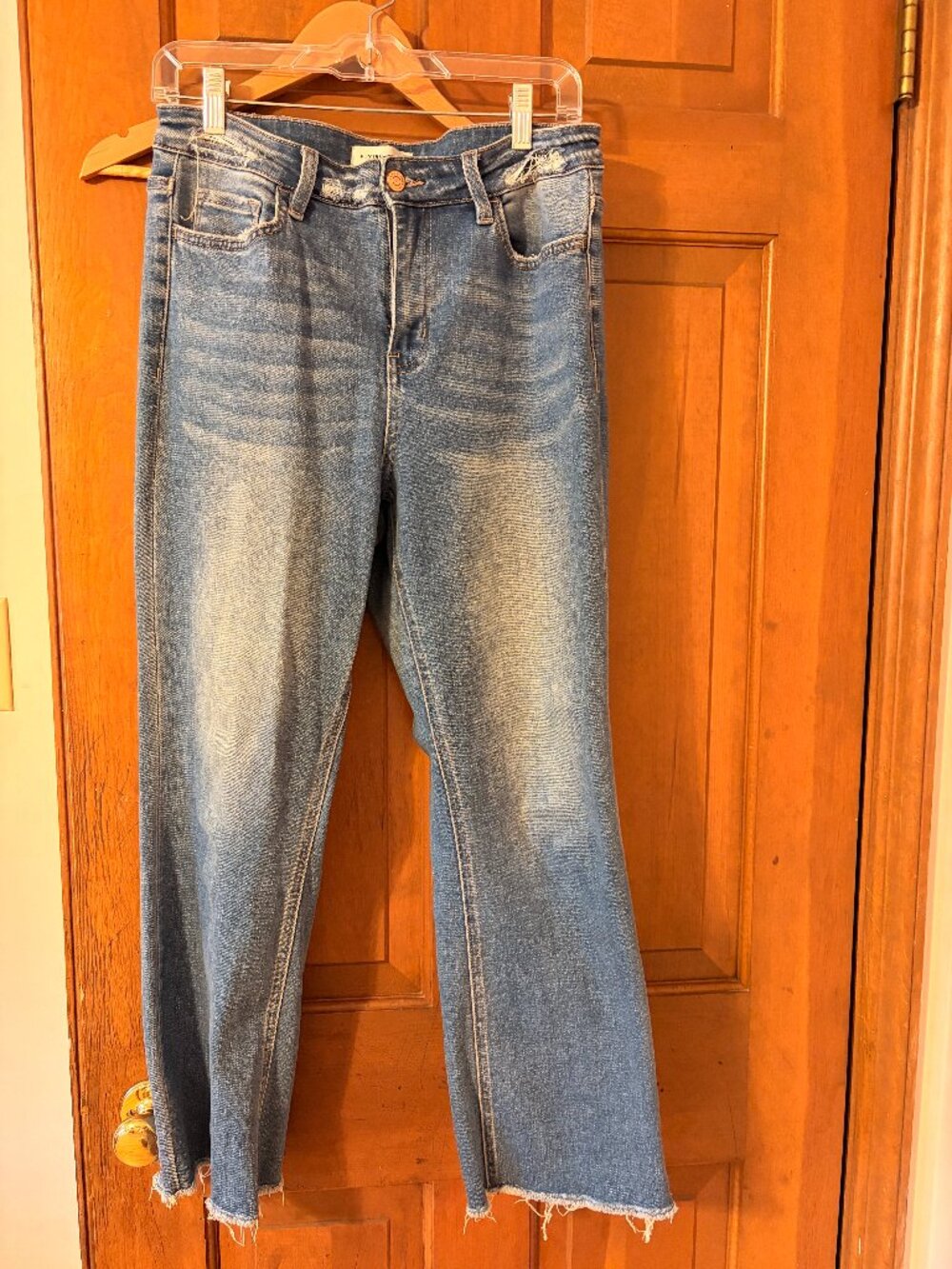 Flying Monkey High Rise Cropped Flare Distressed Jeans
